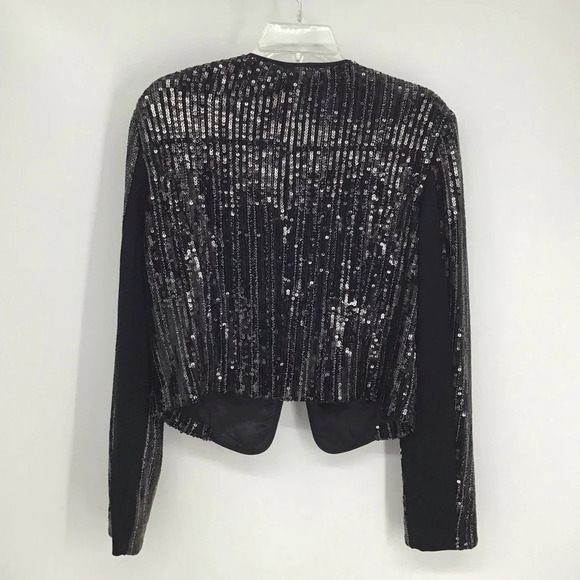 Cache Women’s Cropped Sequined Jacket Stretch Party Holiday NWT Size Large - Picture 4 of 11